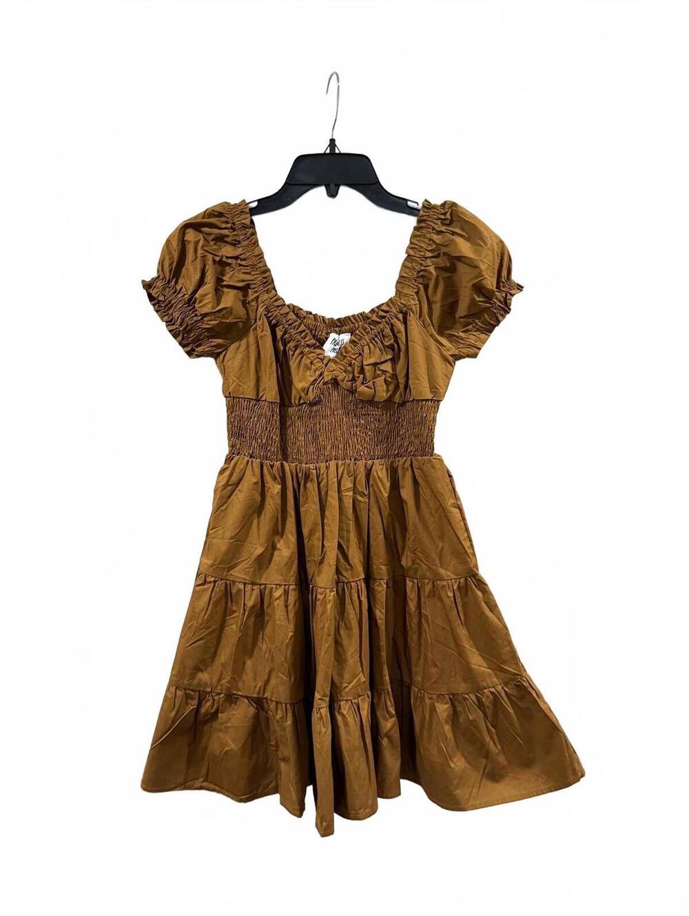 NWT Princess Polly Daniela Chocolate Brown Tiered Ruffle Smocked Mini Dress 6 - Picture 2 of 9